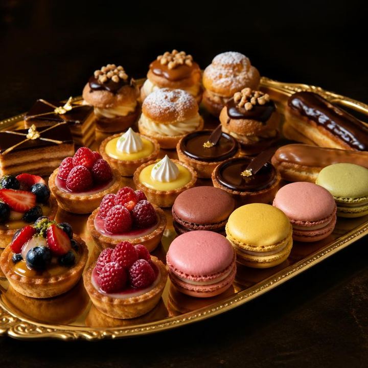 Plateau de mignardises et pâtisseries pour buffet sucré